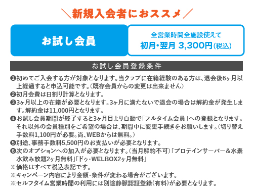 新規入会者にオススメ